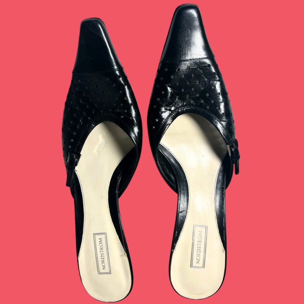 Nordstrom Black Pointed-Toe Slingback Heels